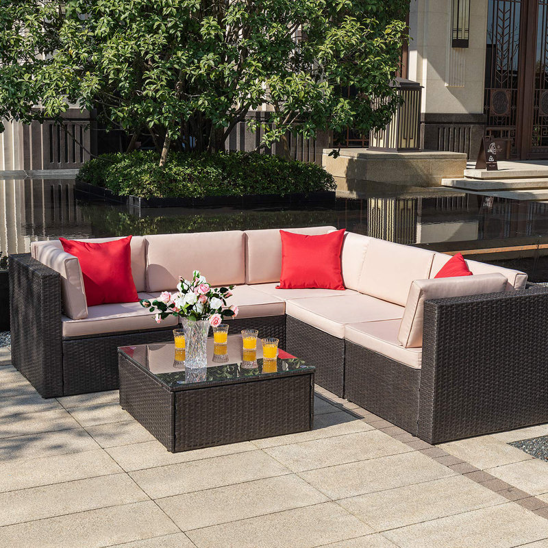 Brayden Studio Chesterle 6 Piece Sectional Seating Group with Cushions & Reviews Wayfair